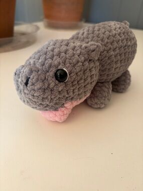 Moo Deng the Hippo Small Plushie Toy with Pink Mouth
